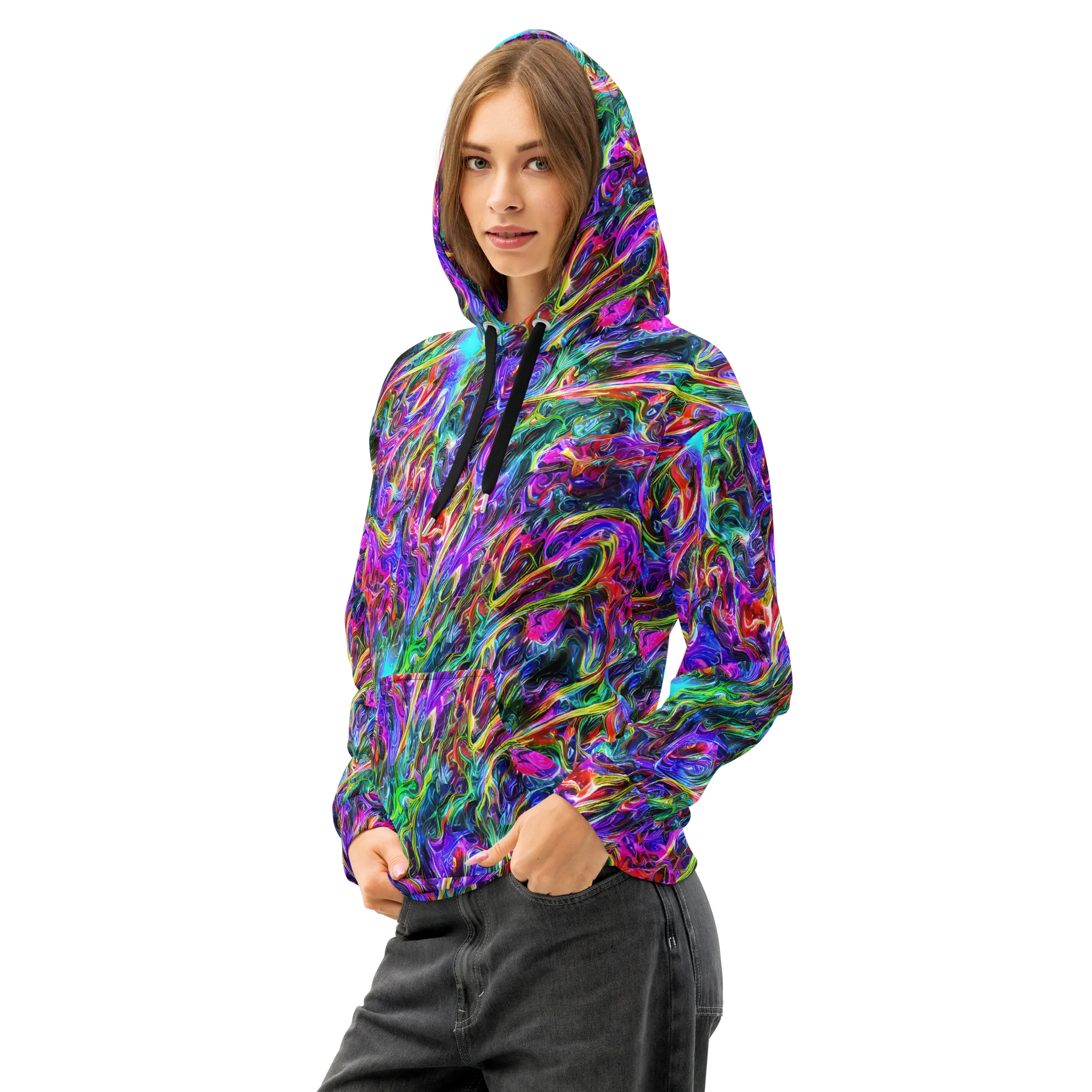 Synthetic Sunset on Cotton Hoodie — Left Front