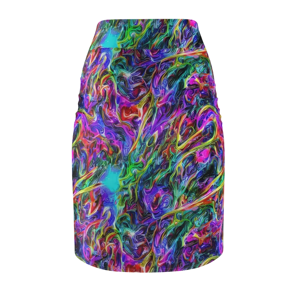 Synthetic Sunset on Pencil Skirt — Back