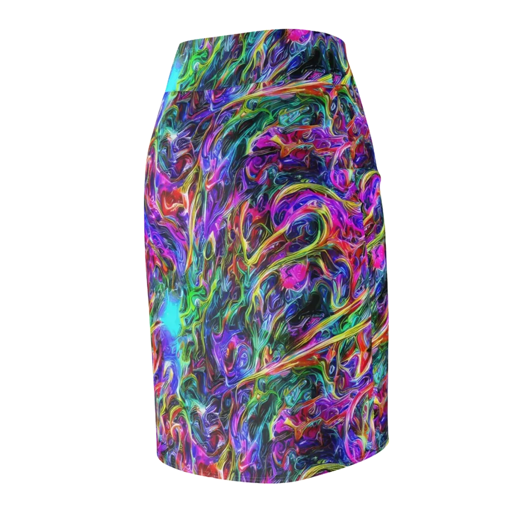 Synthetic Sunset on Pencil Skirt — Back Side