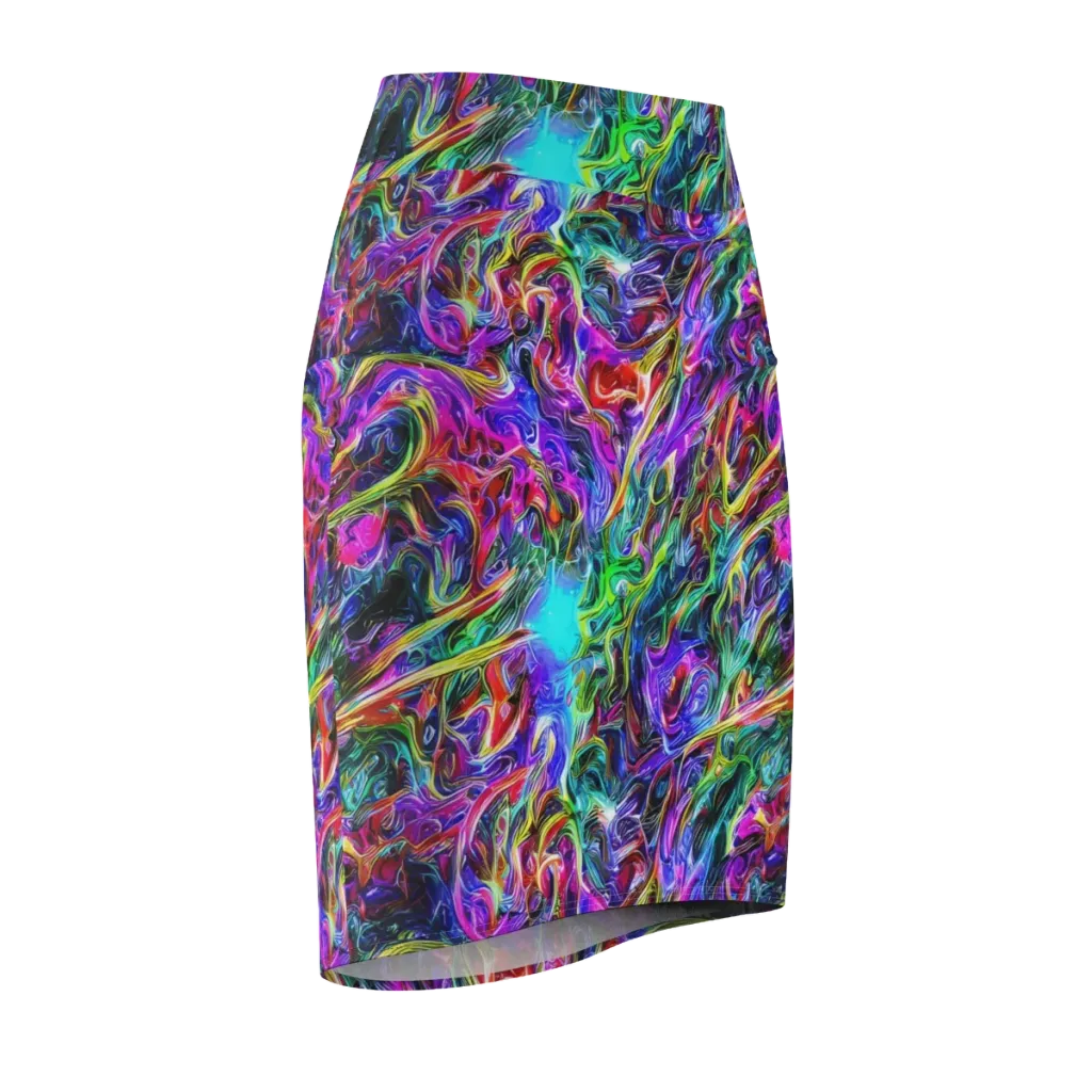 Synthetic Sunset on Pencil Skirt — Front Side