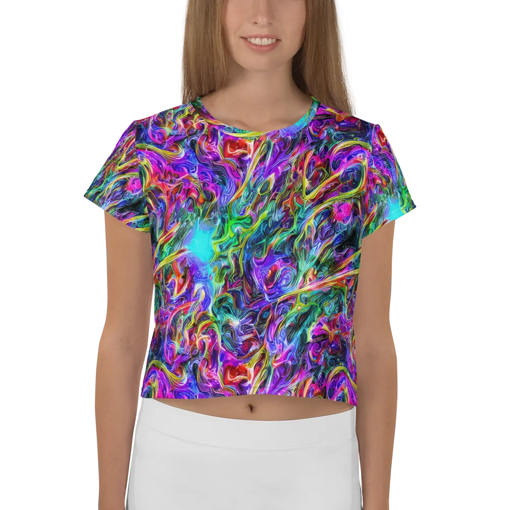 Synthetic Sunset on Crop Tee — Front