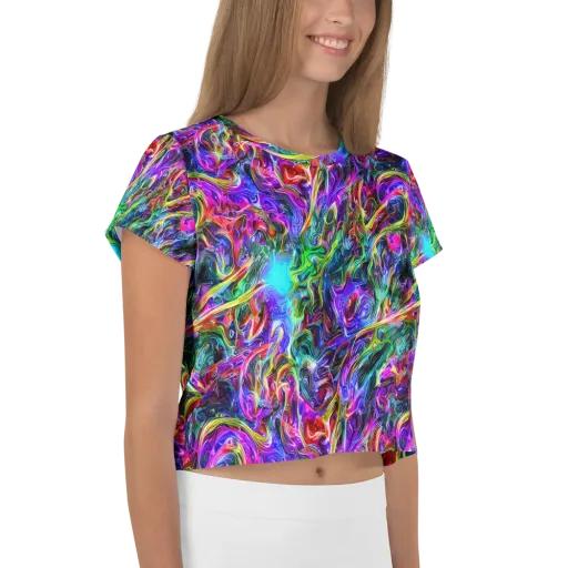 Synthetic Sunset on a Crop Tee