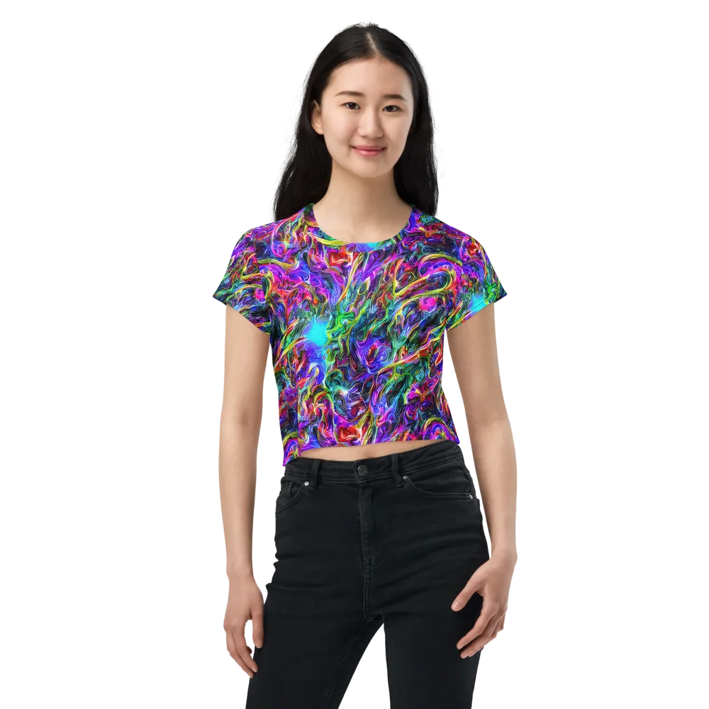 Synthetic Sunset on Crop Tee — Front