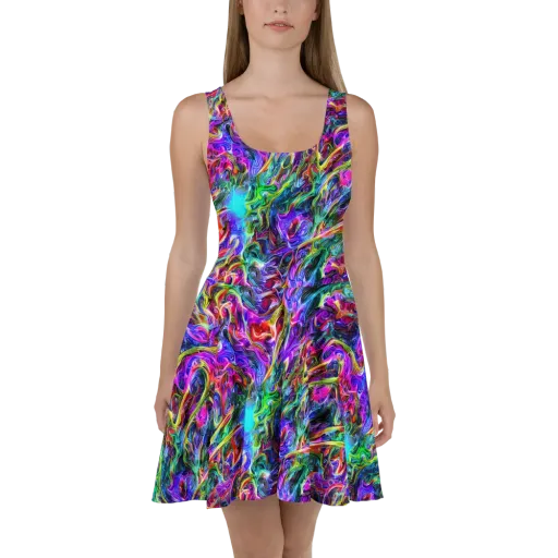 Synthetic Sunset on a Skater Dress