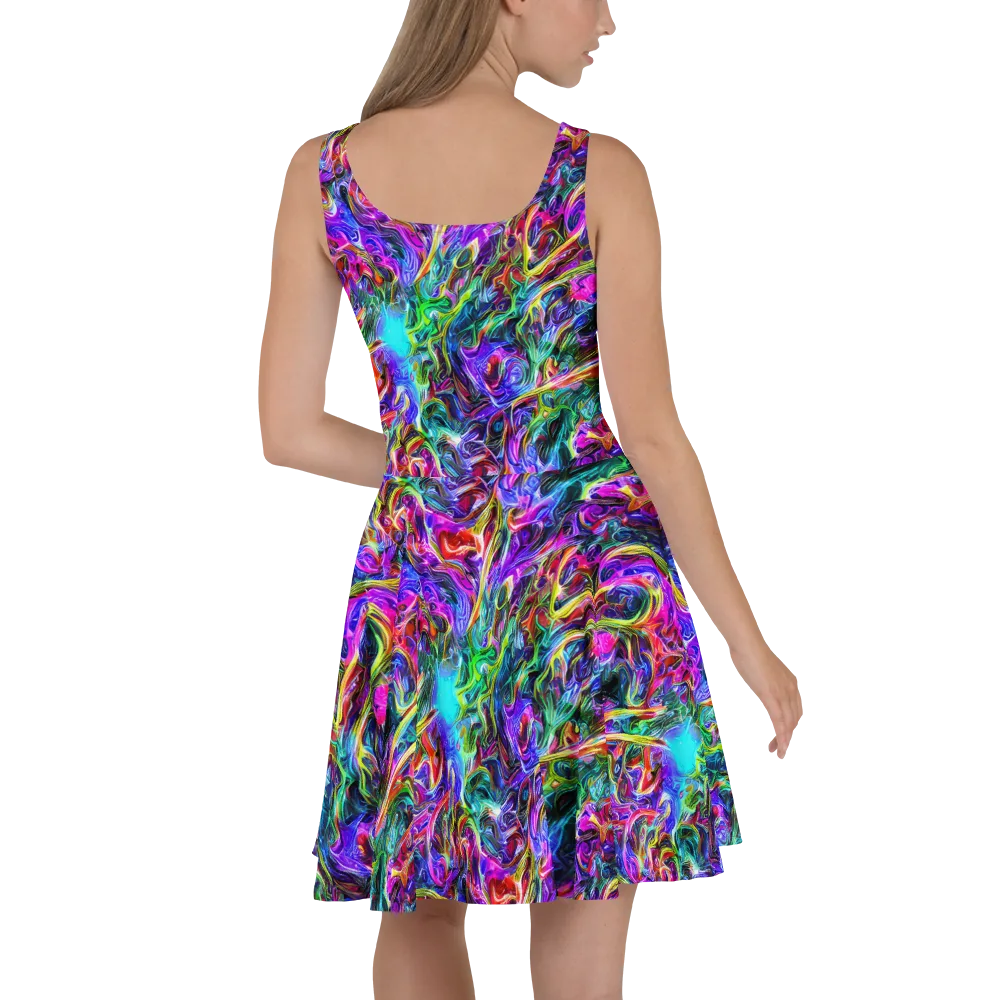 Synthetic Sunset on Skater Dress — Back