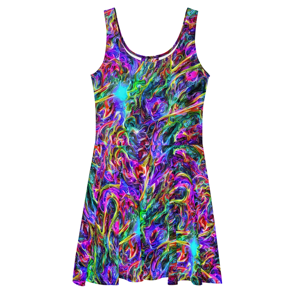 Synthetic Sunset on Skater Dress — Front