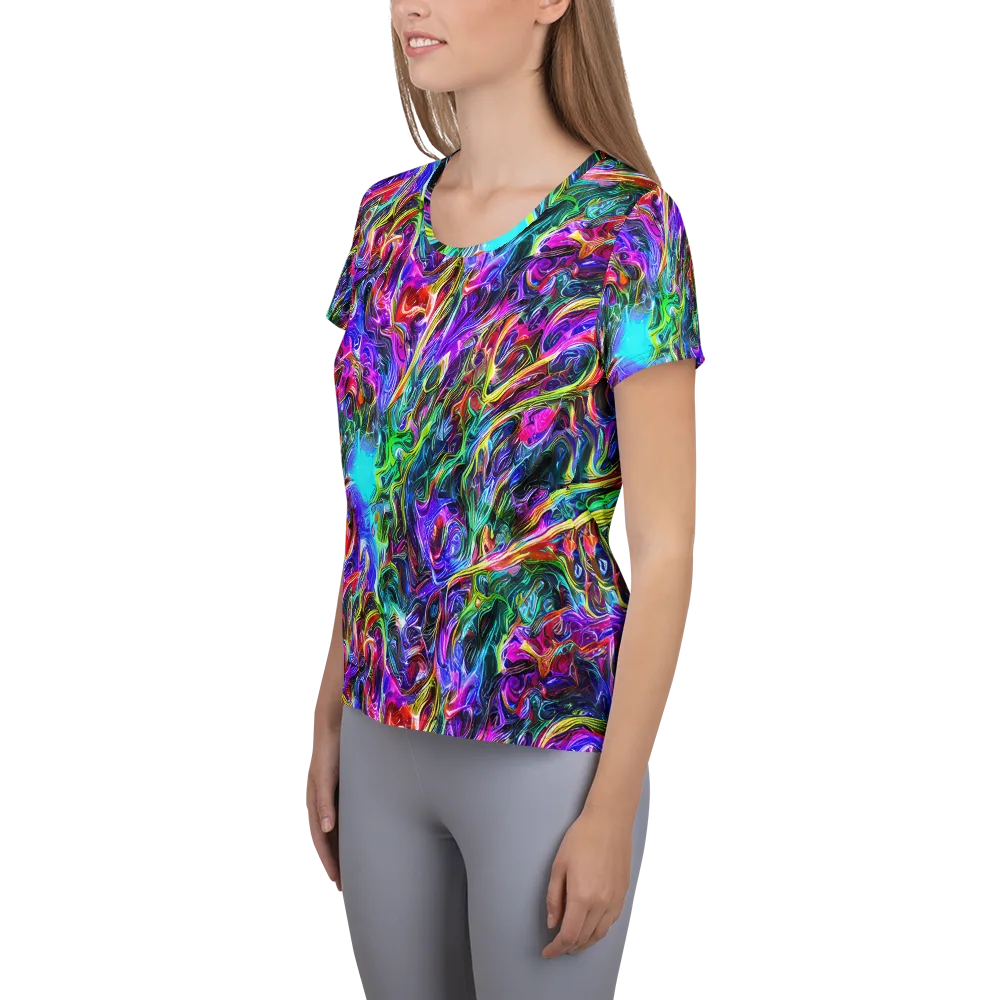 Synthetic Sunset on Women's Athletic T-Shirt — Left