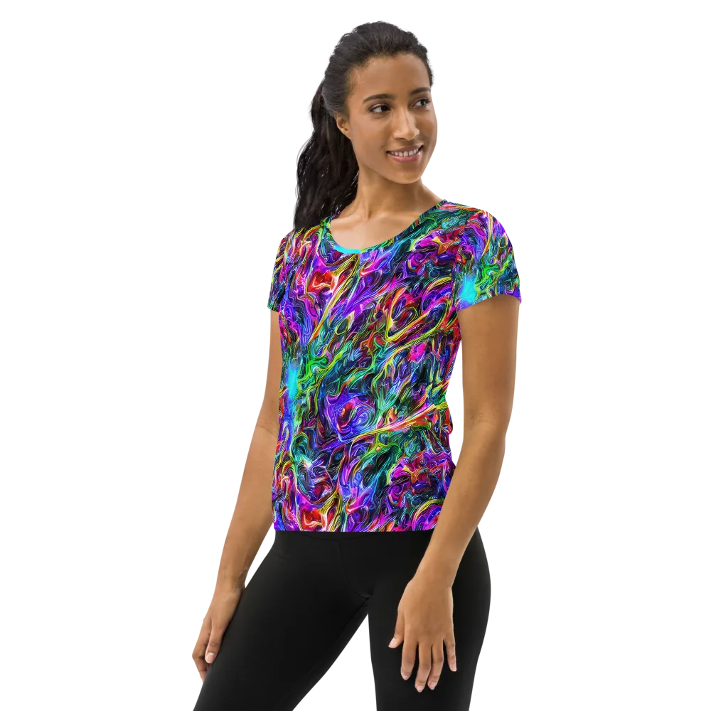 Synthetic Sunset on Women's Athletic T-Shirt — Left