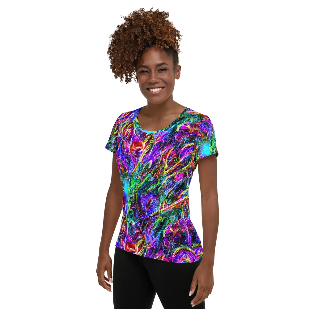 Synthetic Sunset on Women's Athletic T-Shirt — Left