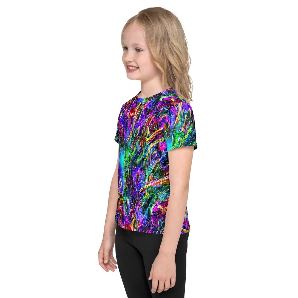 Synthetic Sunset on Kids Crew Neck T-Shirt — Left