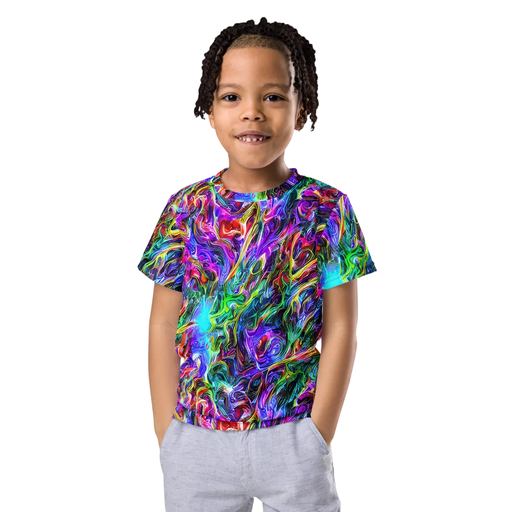 Synthetic Sunset on Kids Crew Neck T-Shirt — Front