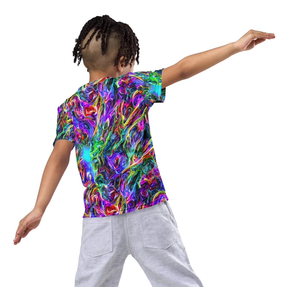 Synthetic Sunset on Kids Crew Neck T-Shirt — Back