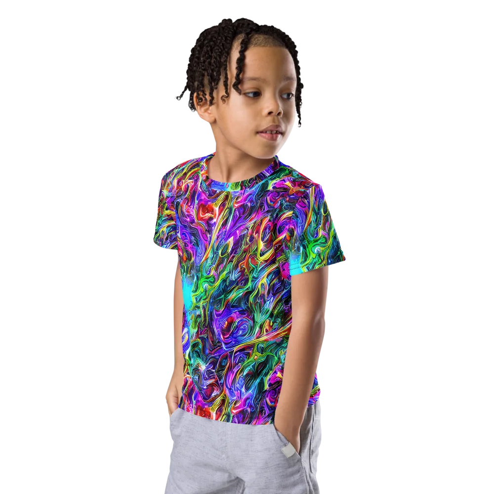 Synthetic Sunset on Kids Crew Neck T-Shirt — Left Front
