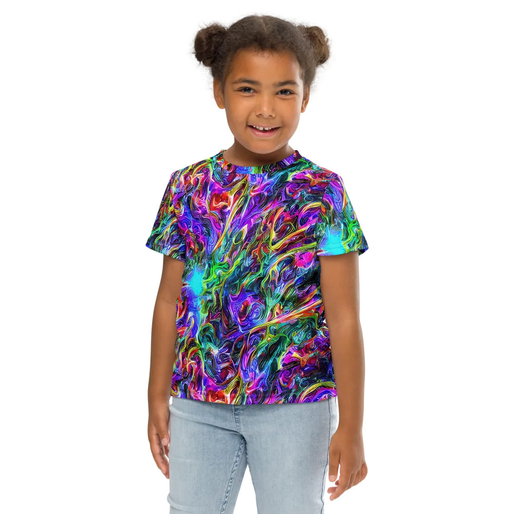 Synthetic Sunset on Kids Crew Neck T-Shirt — Front