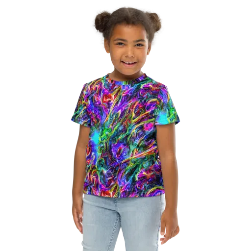 Synthetic Sunset on a Kids Crew Neck T-Shirt