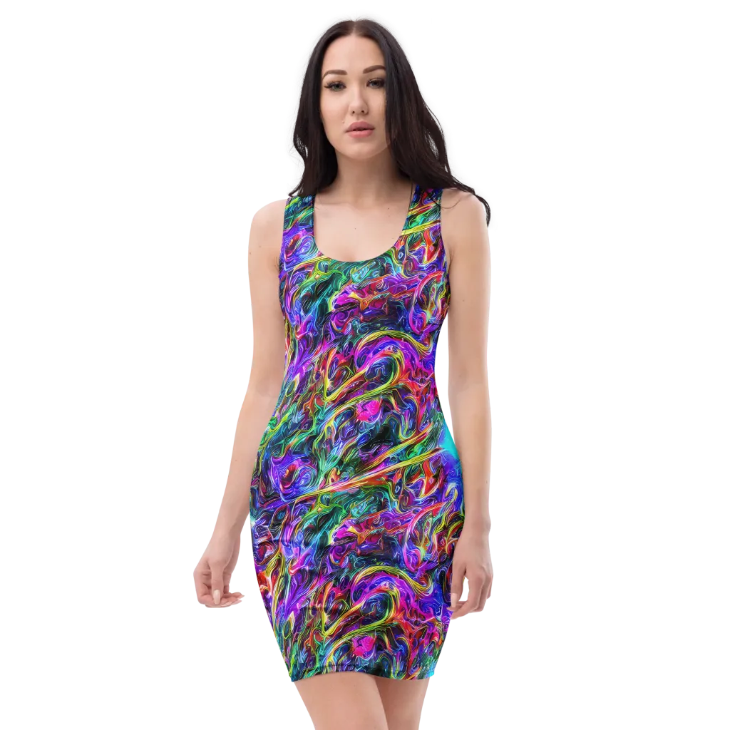 Synthetic Sunset on Bodycon Dress — Front