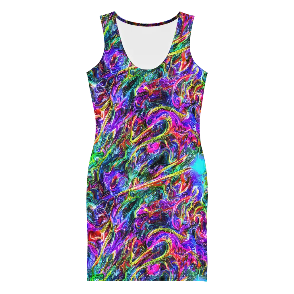 Synthetic Sunset on Bodycon Dress — Front