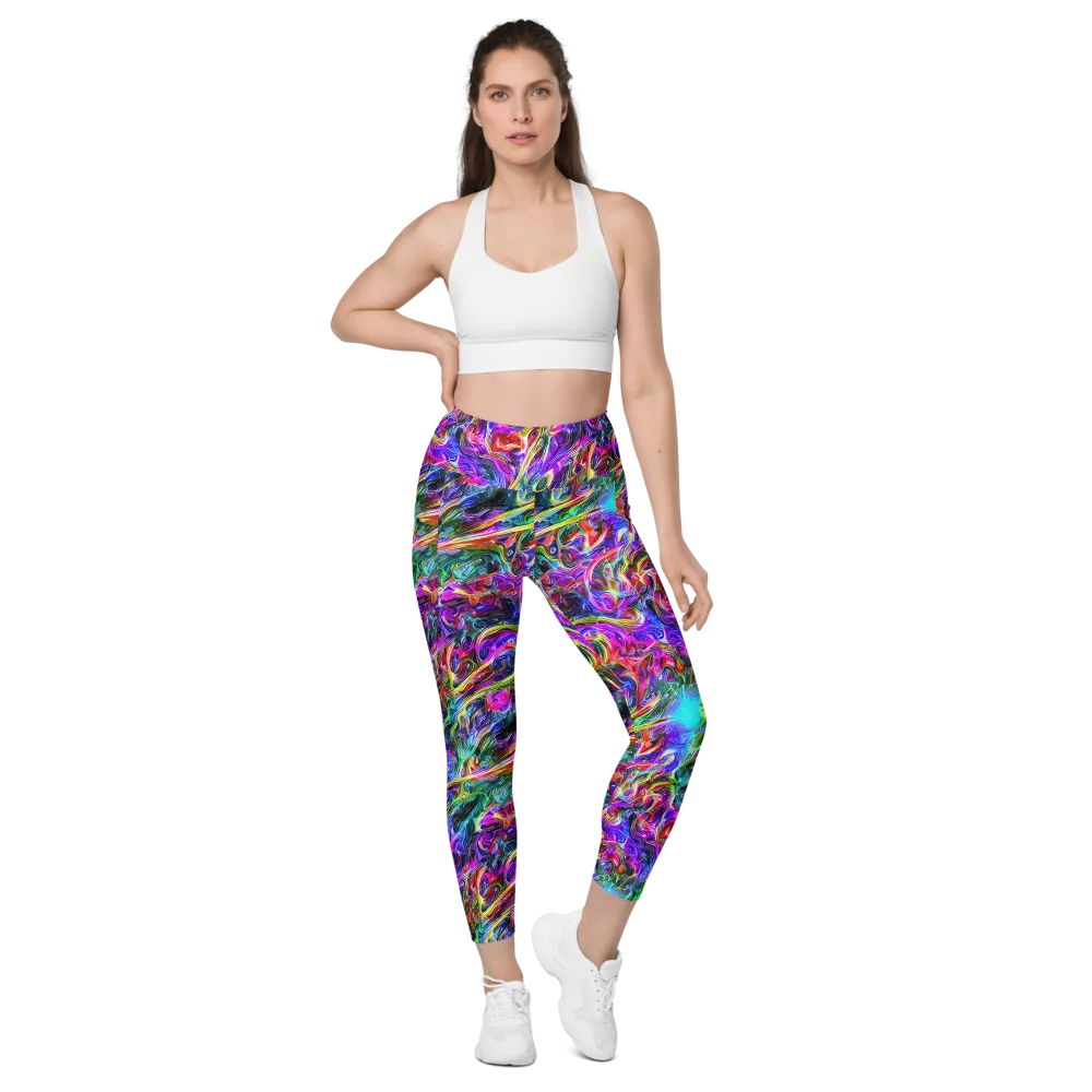 Synthetic Sunset on Leggings with Pockets — Front