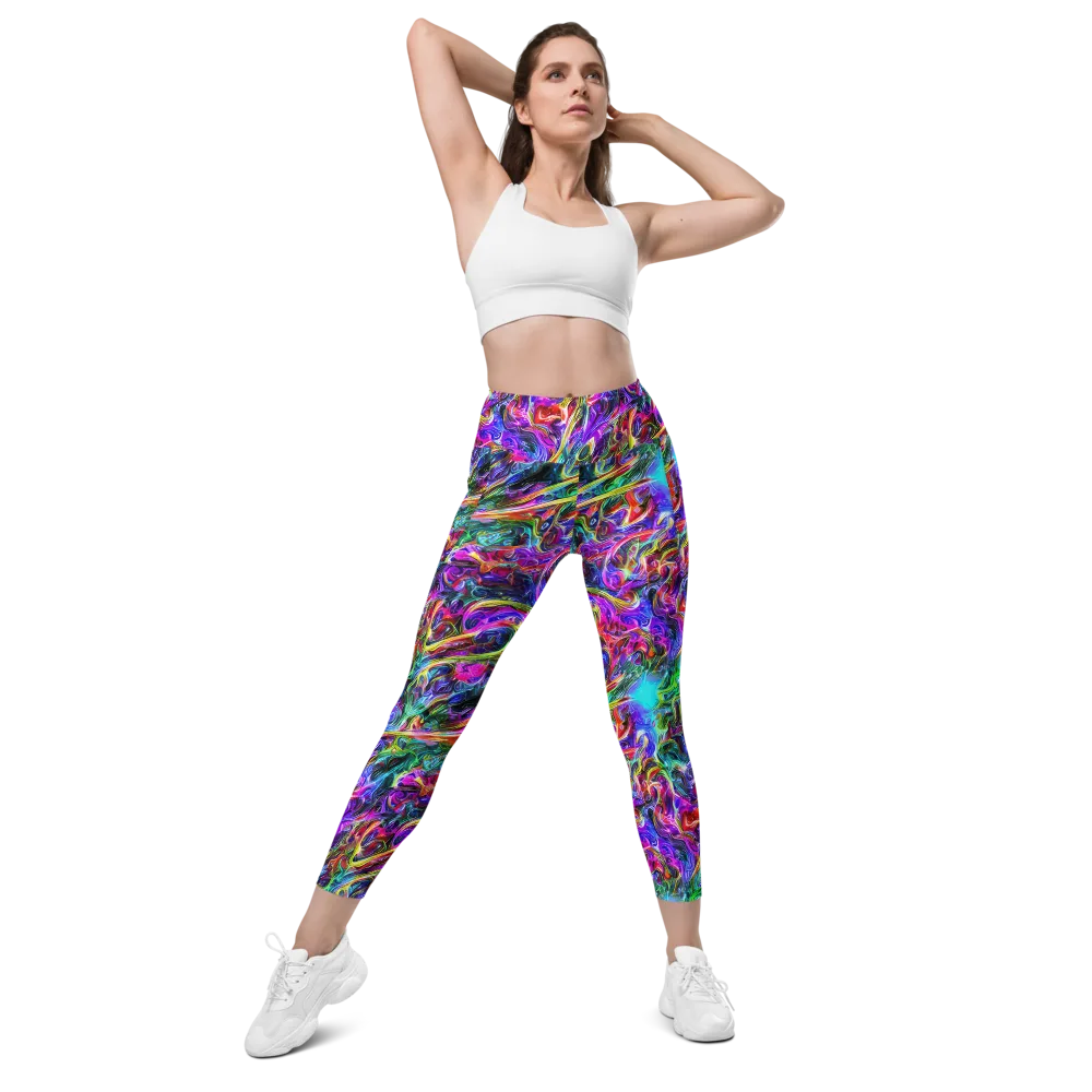 Synthetic Sunset on Leggings with Pockets — Front