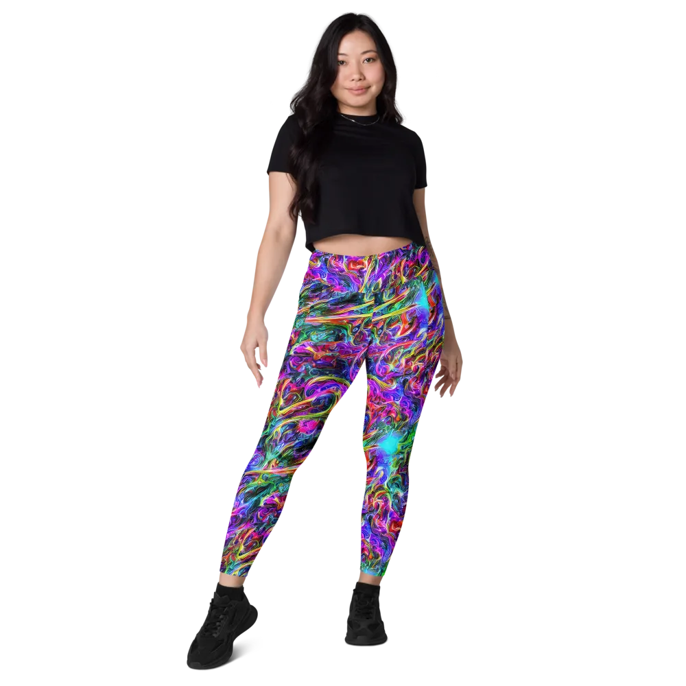 Synthetic Sunset on Leggings with Pockets — Front