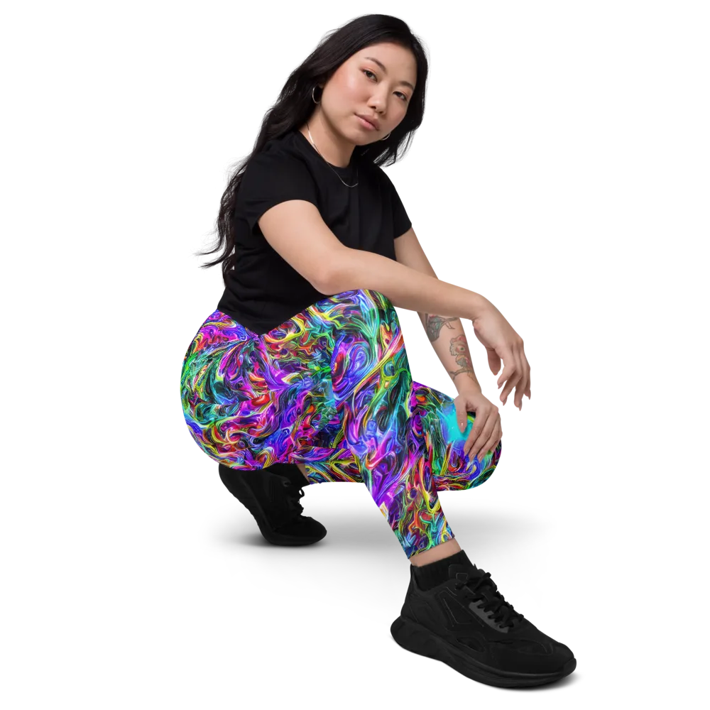 Synthetic Sunset on Leggings with Pockets — Right Front