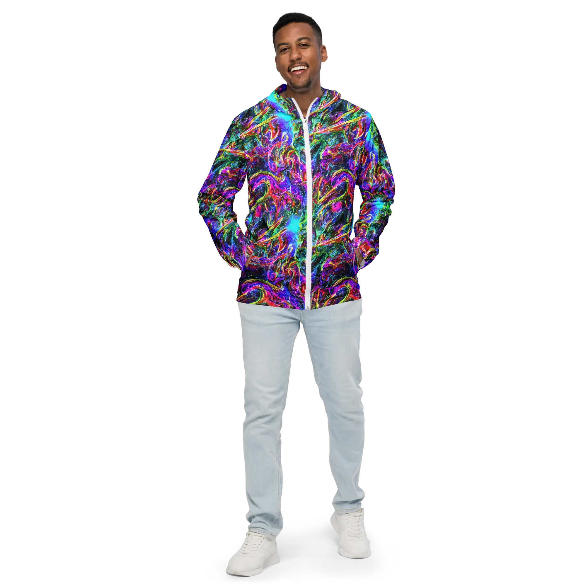 Synthetic Sunset on Men's Windbreaker — Front