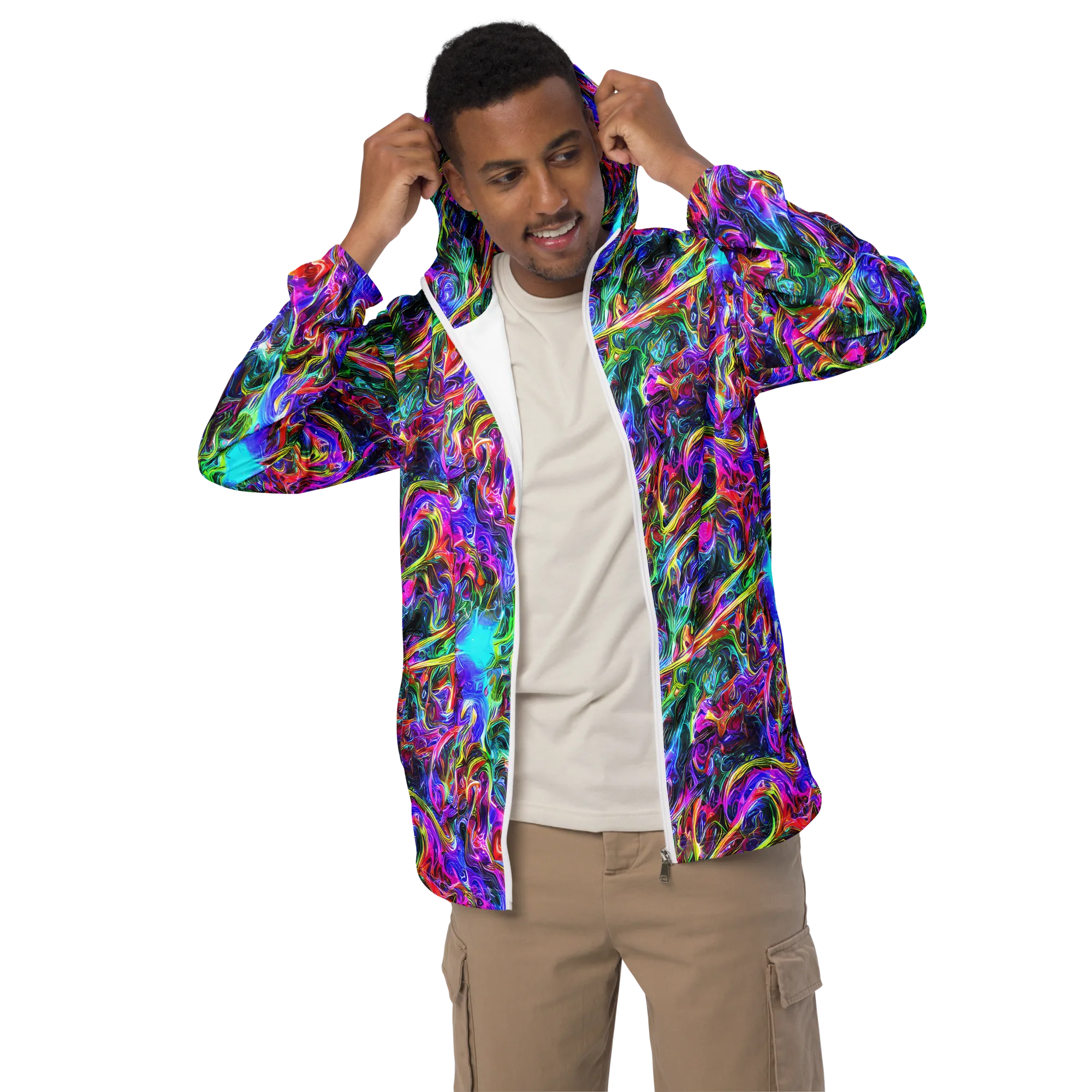 Synthetic Sunset on Men's Windbreaker — Front