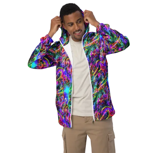 Synthetic Sunset on a Men's Windbreaker