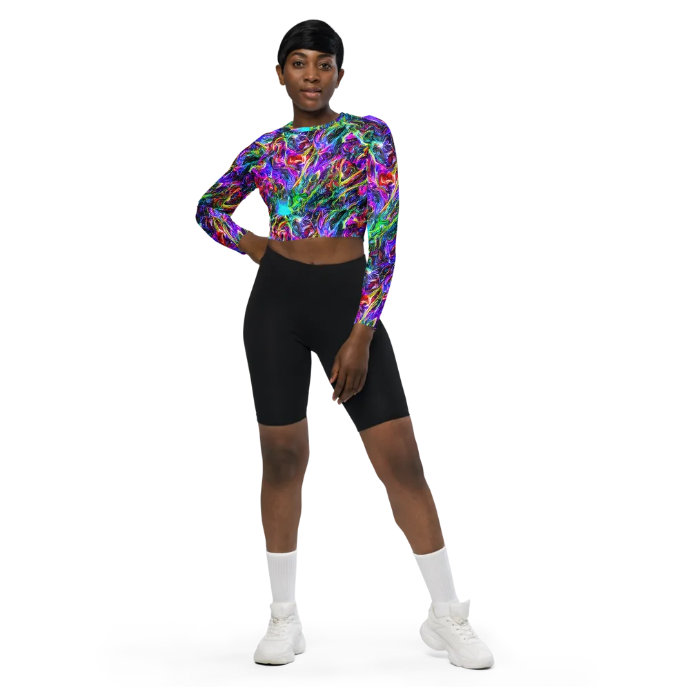 Synthetic Sunset on Long Sleeve Crop Top — Front