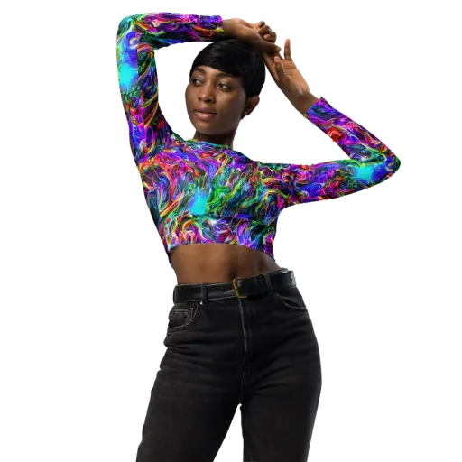 Synthetic Sunset on a Long Sleeve Crop Top