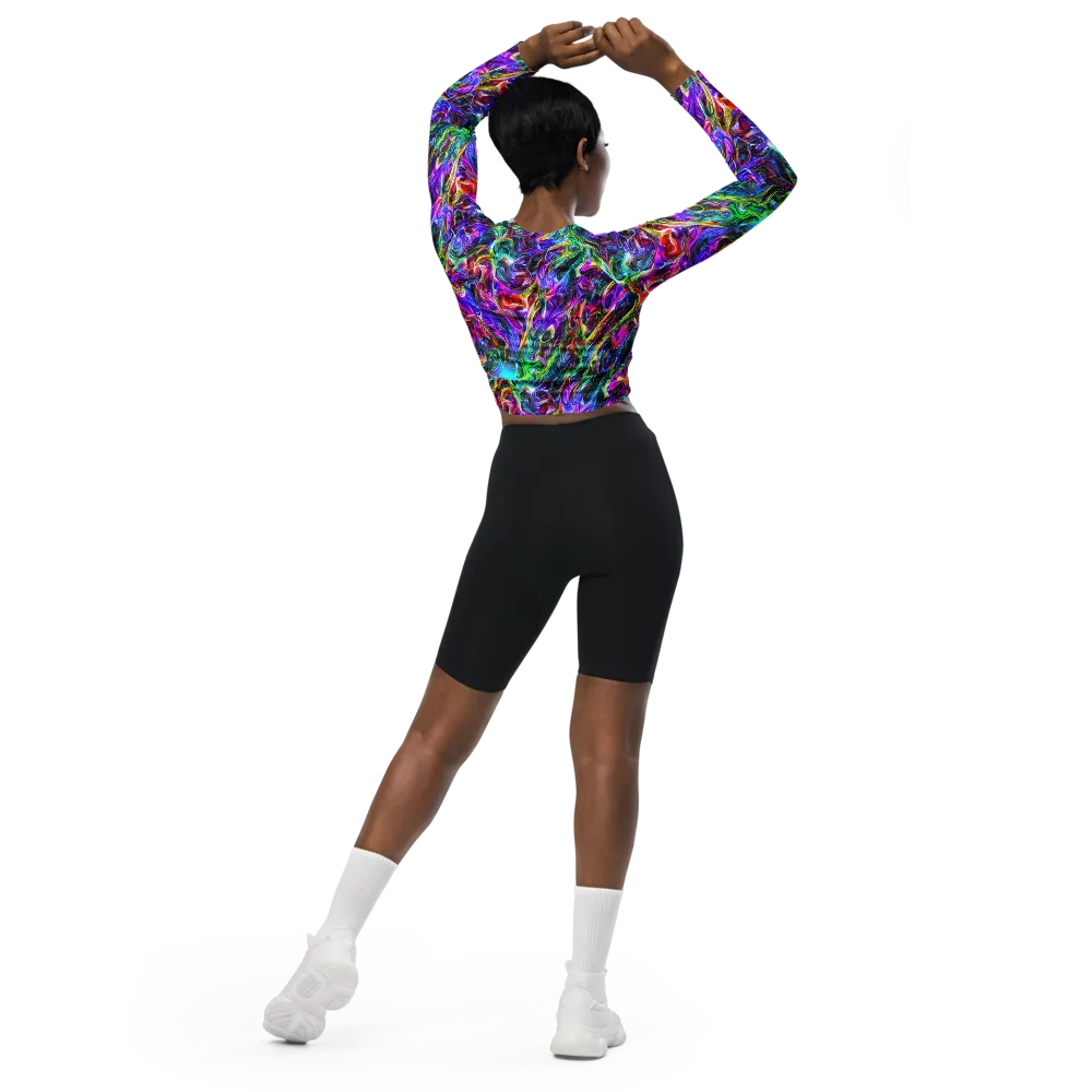 Synthetic Sunset on Long Sleeve Crop Top — Back