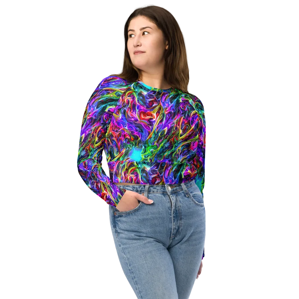 Synthetic Sunset on Long Sleeve Crop Top — Front