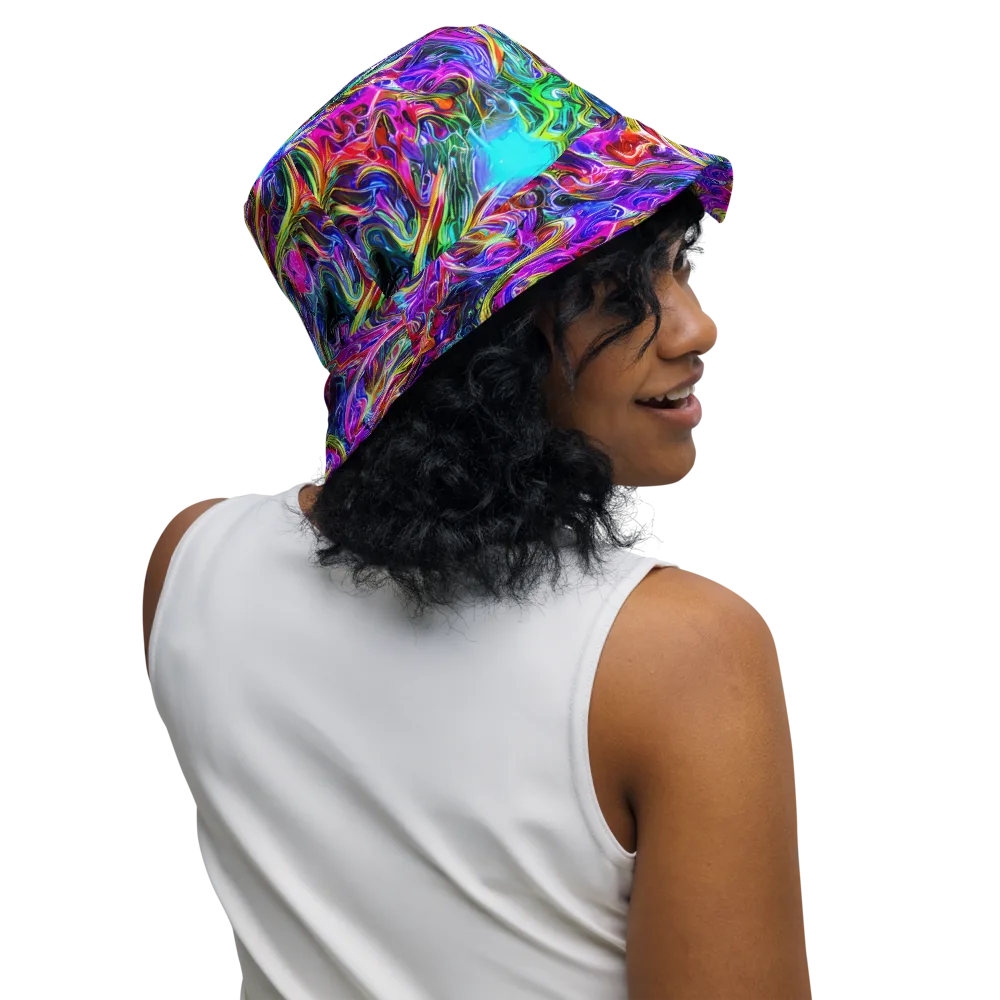 Synthetic Sunset on Reversible Bucket Hat — Right Outside