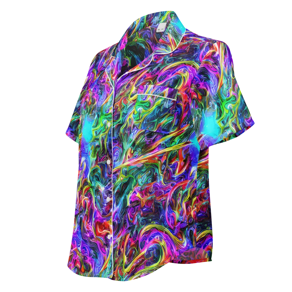 Synthetic Sunset on Women's Short Sleeve Pajama Top — Left Front