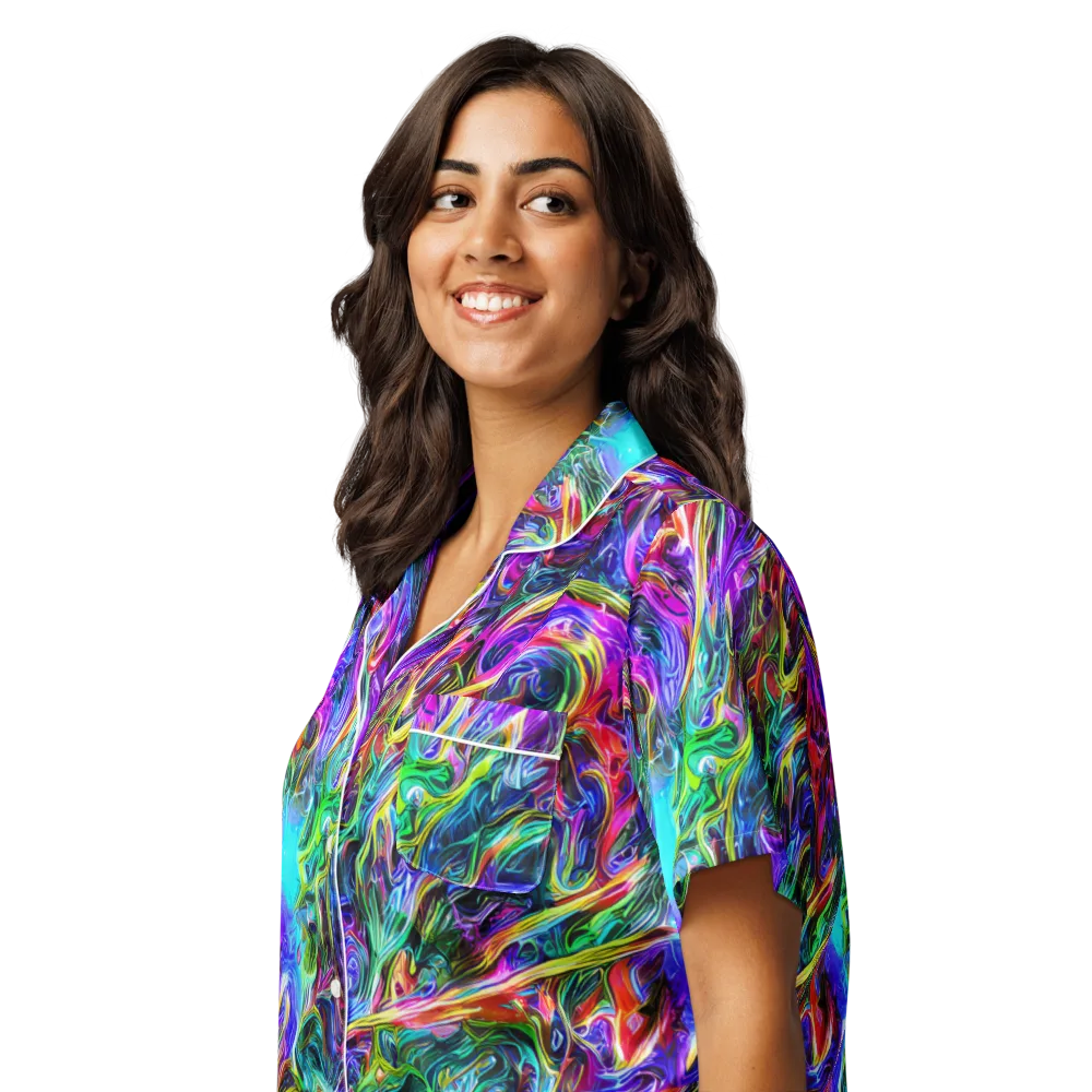 Synthetic Sunset on Women's Short Sleeve Pajama Top — Left Front