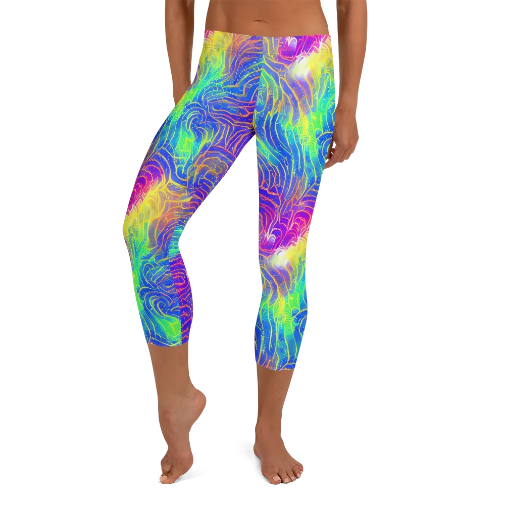 Ultraviolet Waves on Capri Leggings — Front
