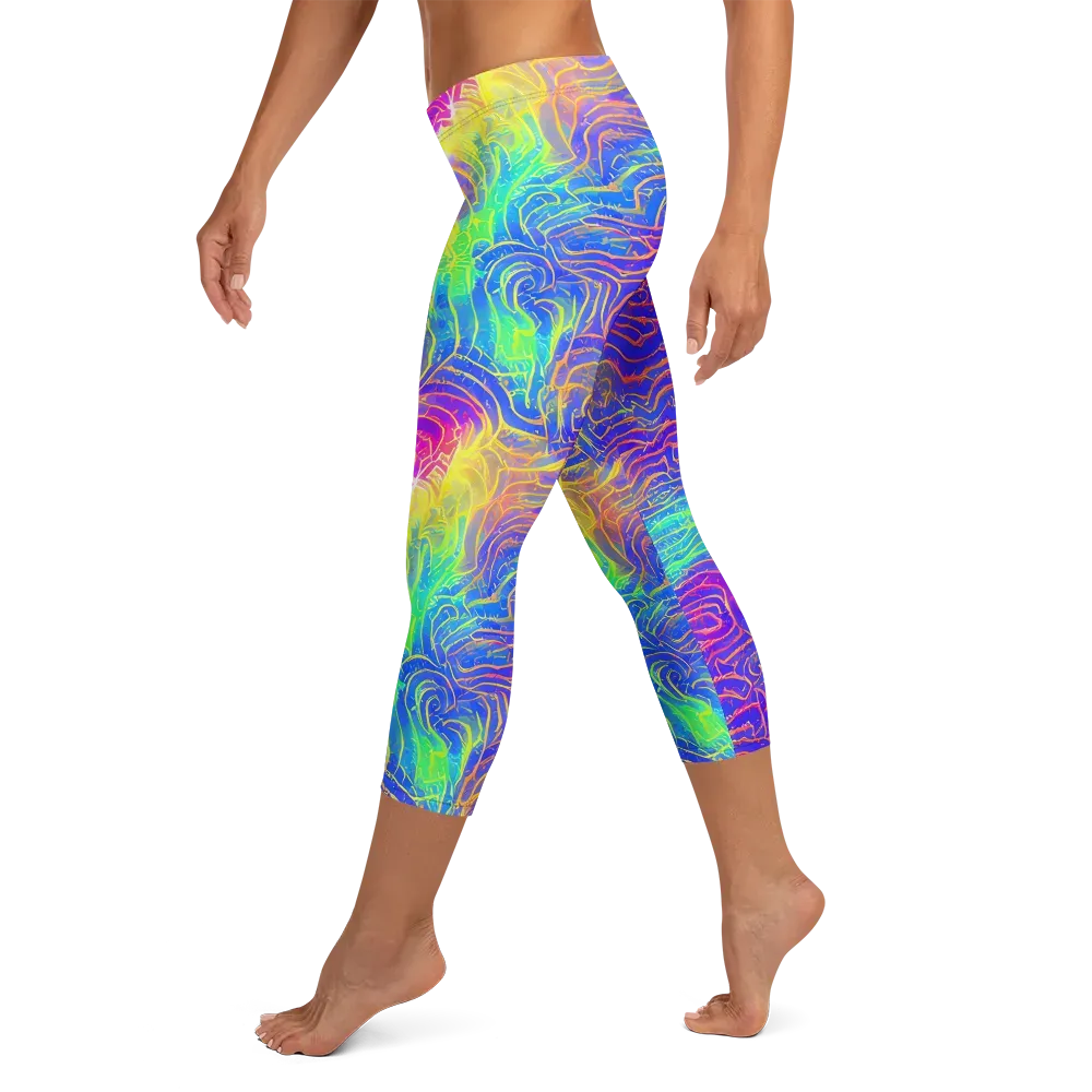 Ultraviolet Waves on Capri Leggings — Left