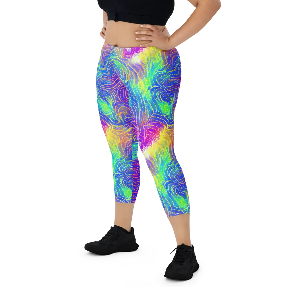 Ultraviolet Waves on Capri Leggings — Front