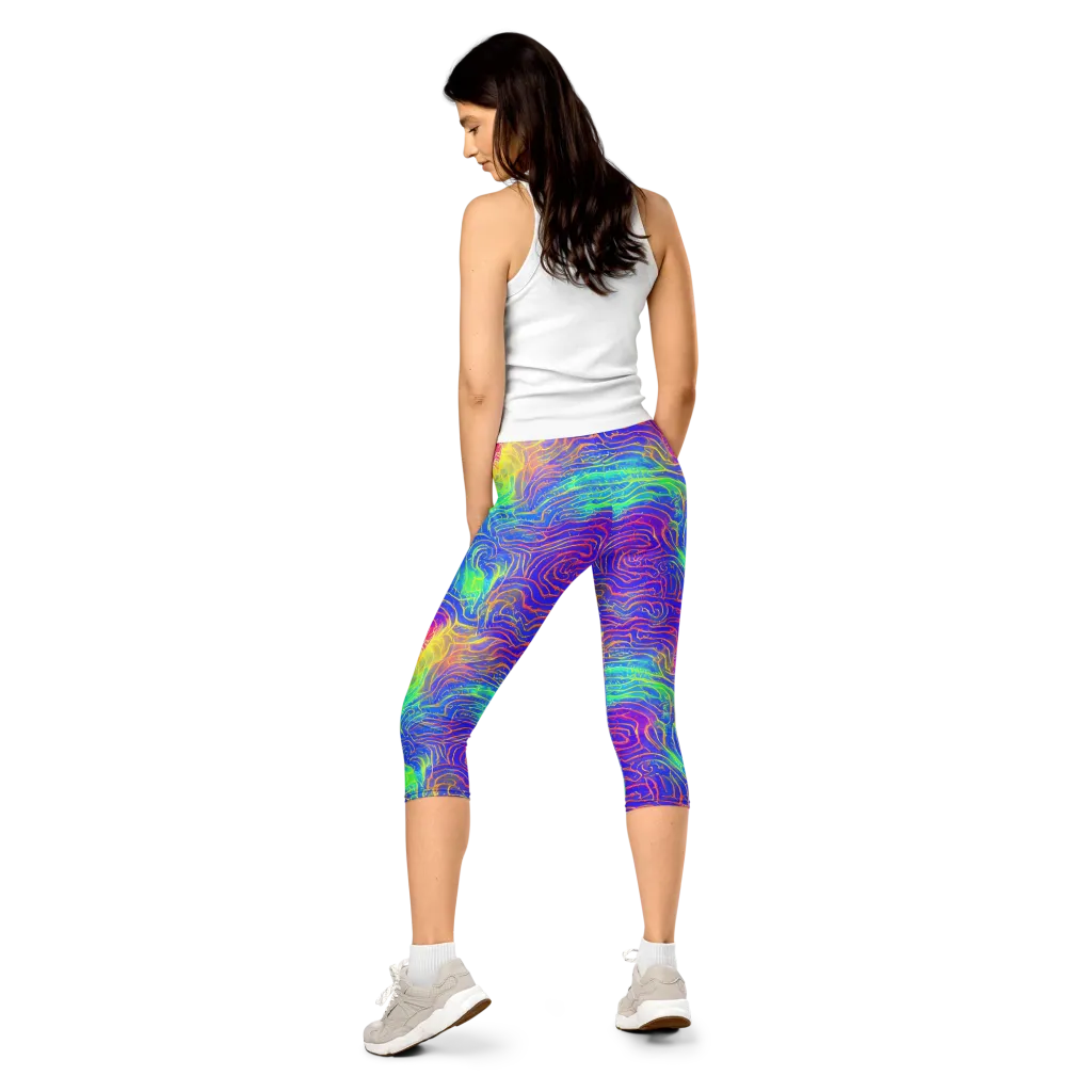 Ultraviolet Waves on Capri Leggings — Back