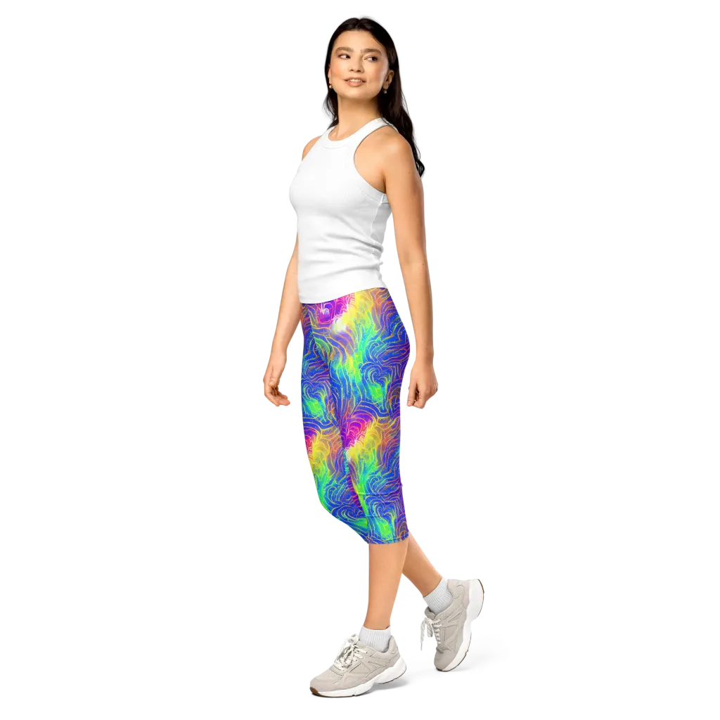 Ultraviolet Waves on Capri Leggings — Left Front