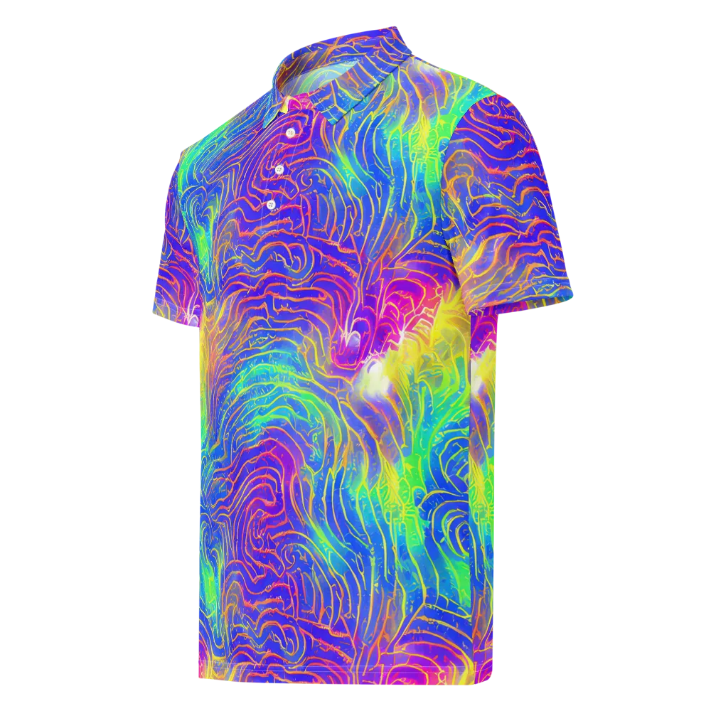 Ultraviolet Waves on Men's Slim Fit Polo Shirt — Left Front