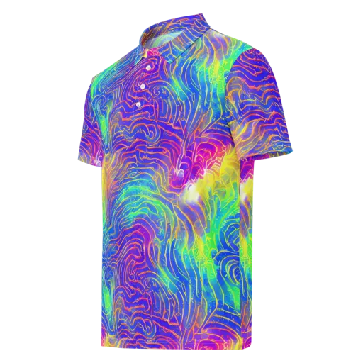 Ultraviolet Waves on a Men's Slim Fit Polo Shirt