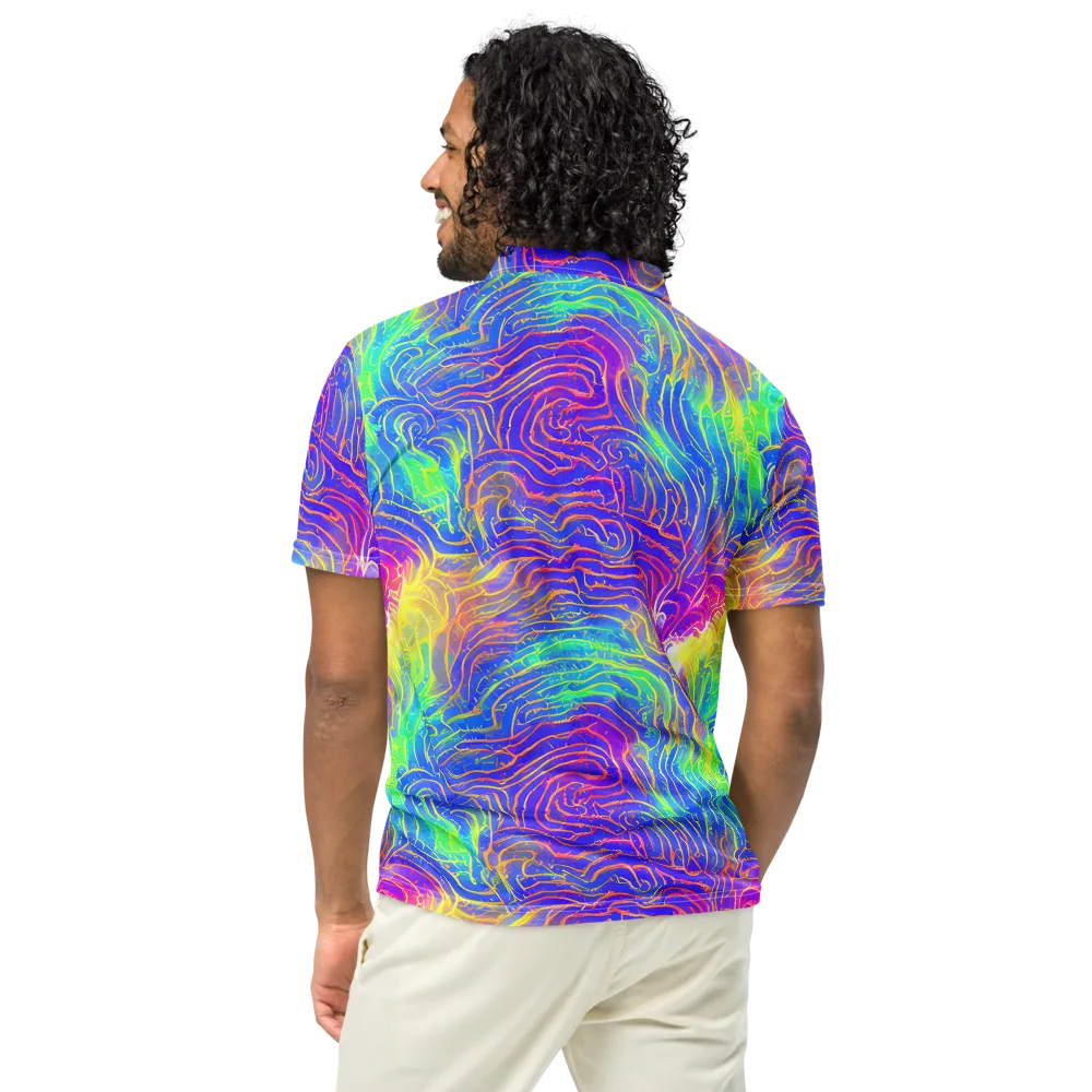 Ultraviolet Waves on Men's Slim Fit Polo Shirt — Back