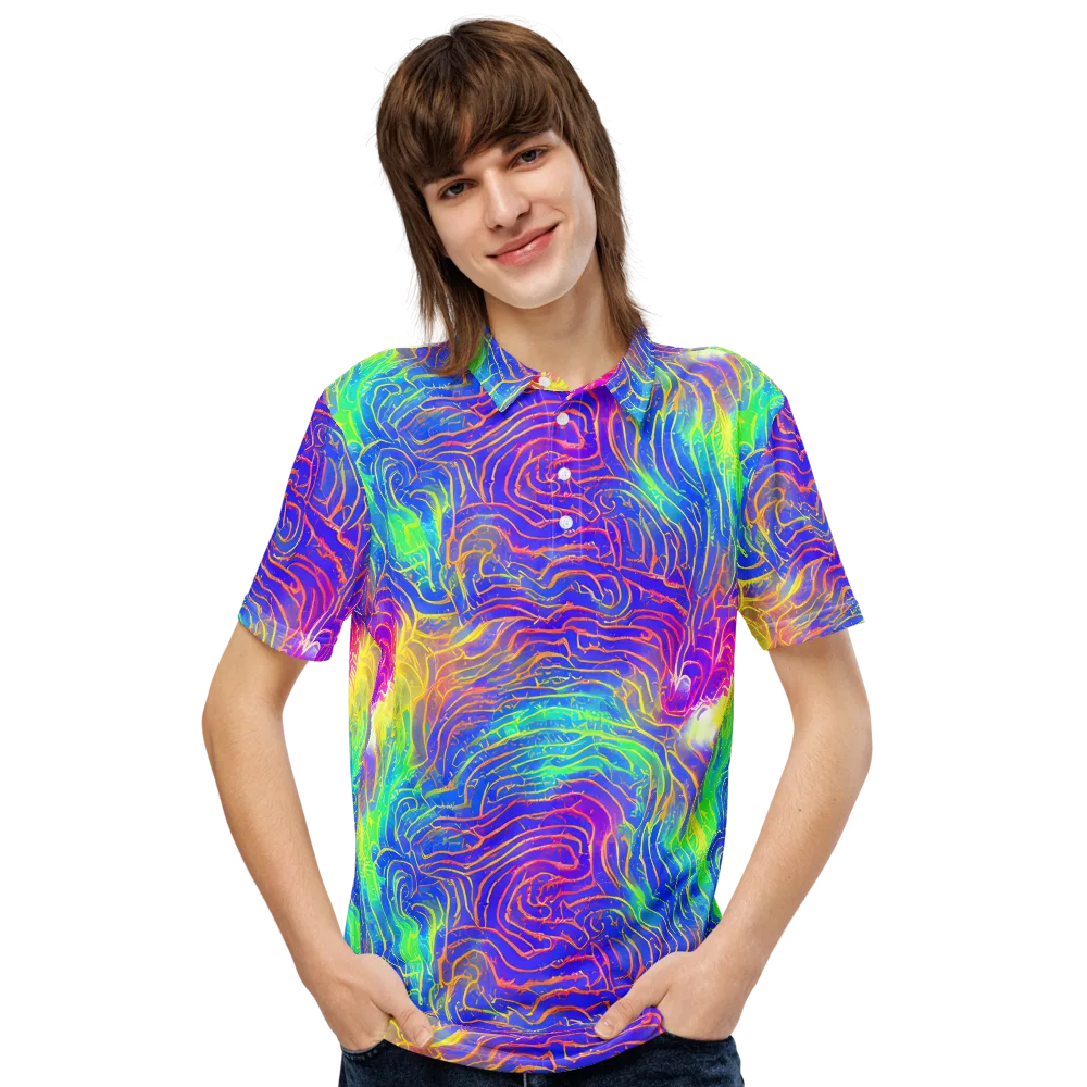 Ultraviolet Waves on Men's Slim Fit Polo Shirt — Front