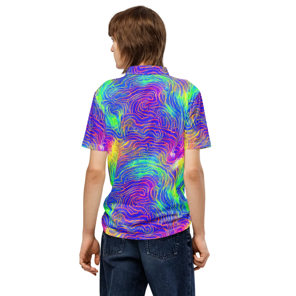 Ultraviolet Waves on Men's Slim Fit Polo Shirt — Back