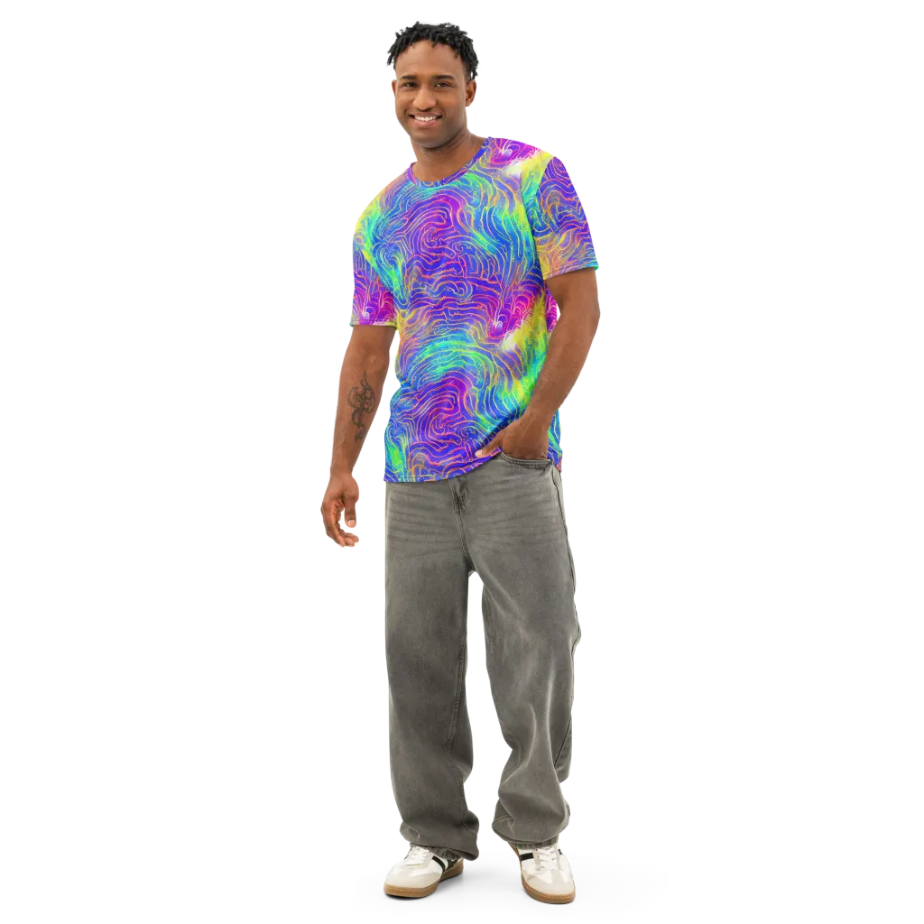 Ultraviolet Waves on Men's Cotton Crew Neck T-Shirt — Front
