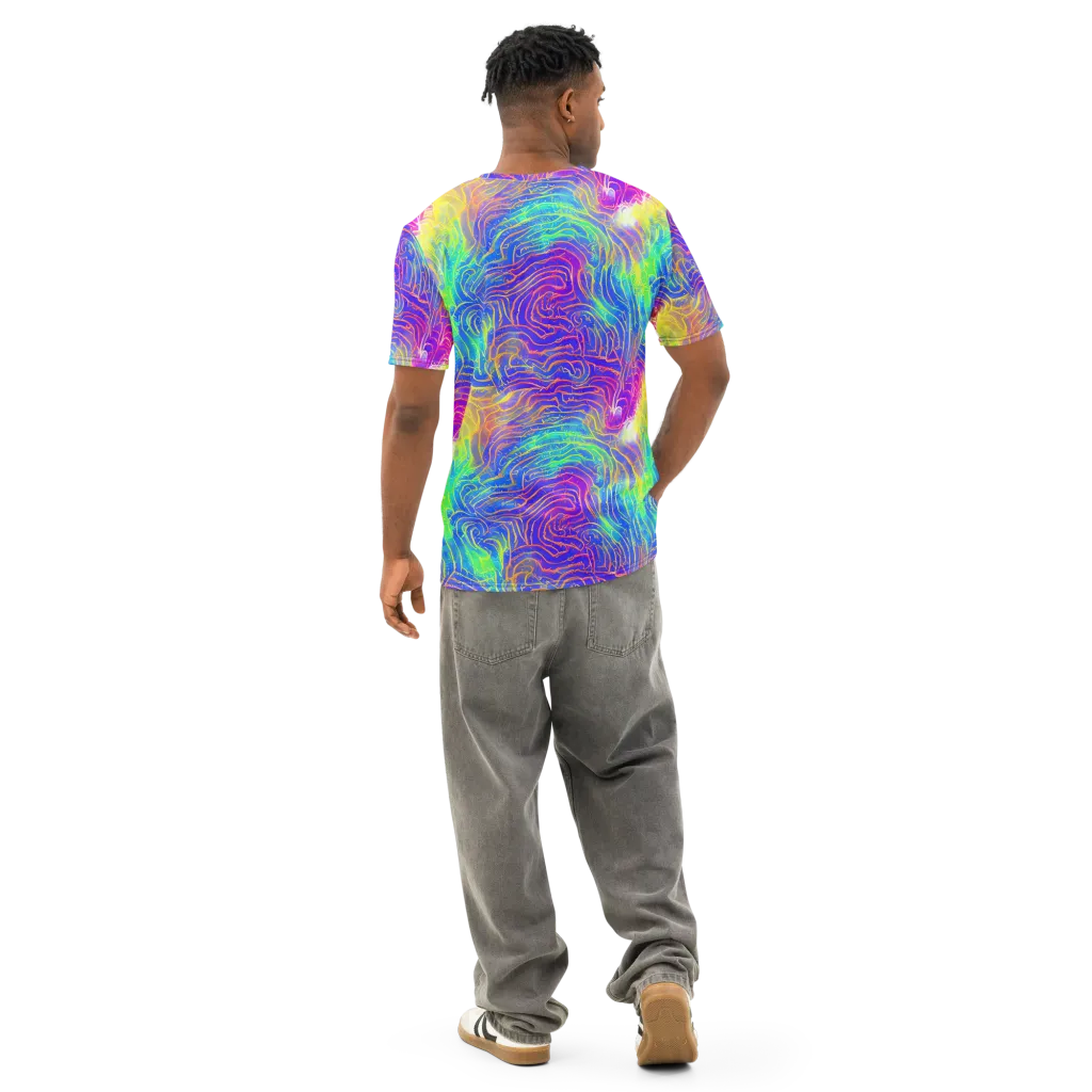 Ultraviolet Waves on Men's Cotton Crew Neck T-Shirt — Back