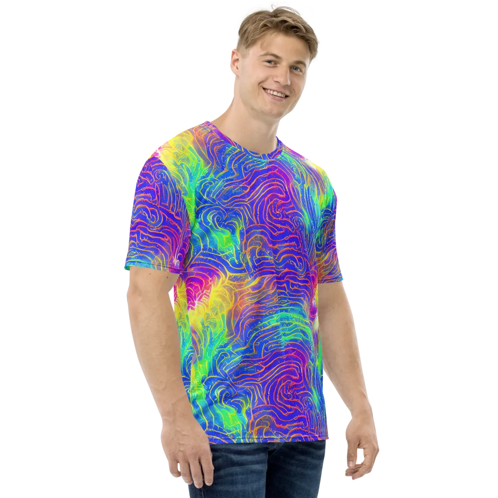 Ultraviolet Waves on Men's Crew Neck T-Shirt — Right