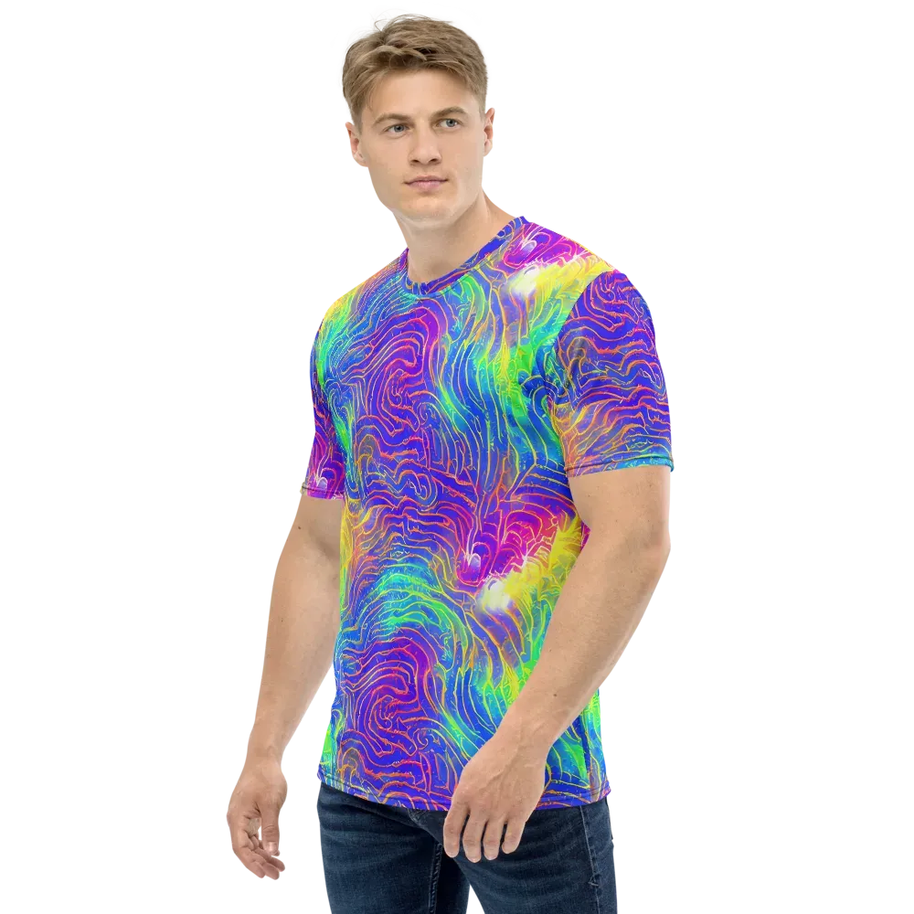 Ultraviolet Waves on Men's Crew Neck T-Shirt — Left