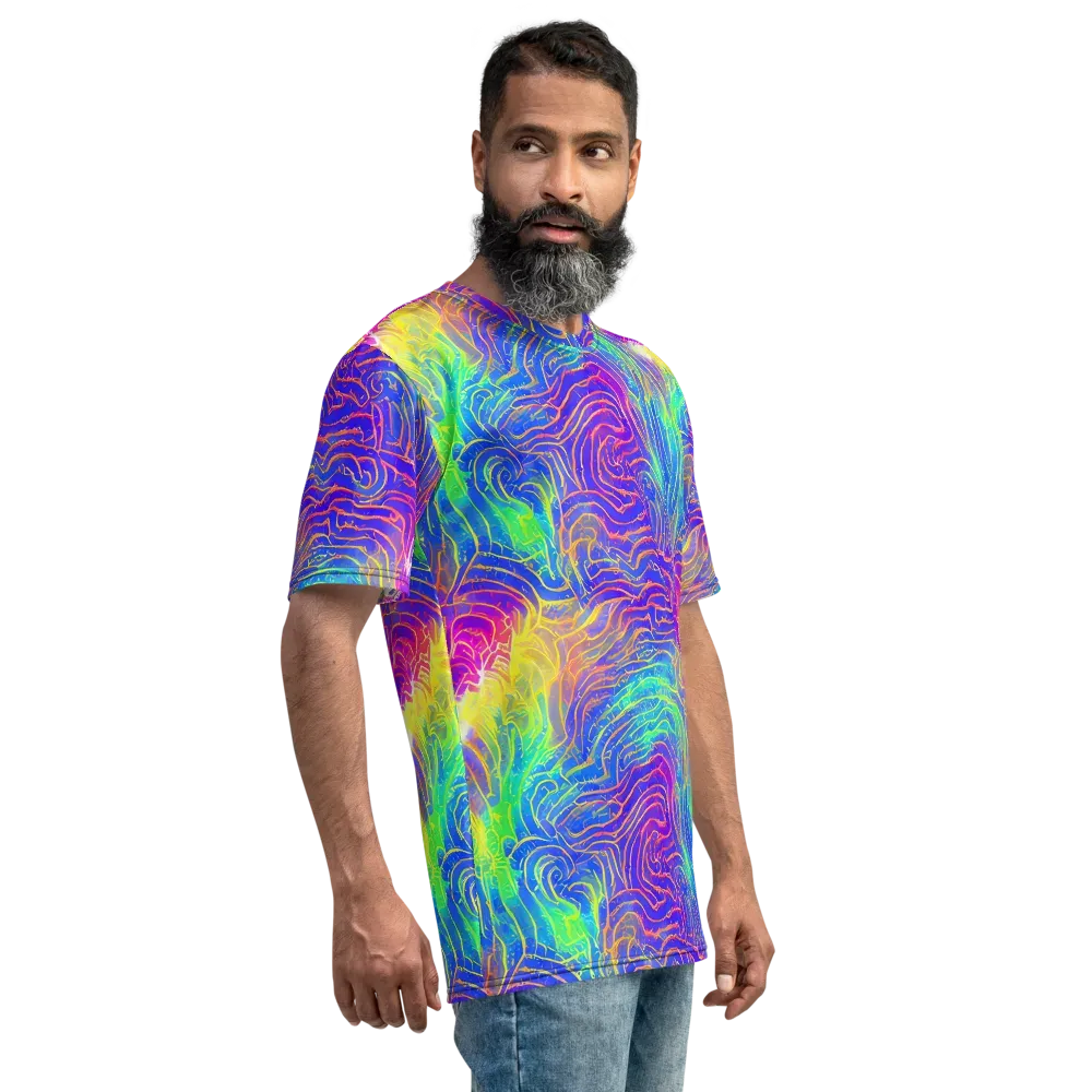 Ultraviolet Waves on Men's Crew Neck T-Shirt — Right